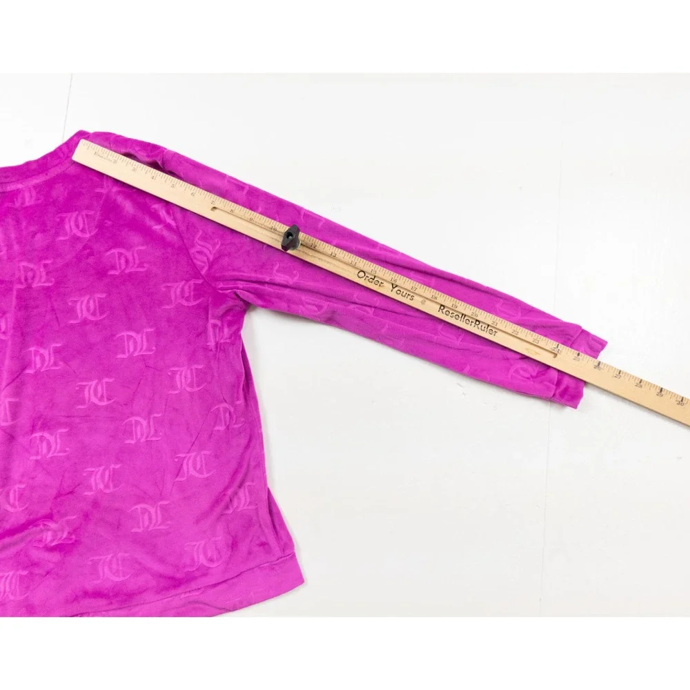 Juicy Couture Top Womens Medium Pink Sleepwear Velour Long Sleeve Lounge Ladies
